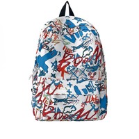 Sac à dos unisexe décontracté style japonais et coréen en nylon, imprimé graffiti, unique, imperméable, 20-37L, en polyester, pour voyage en extérieur