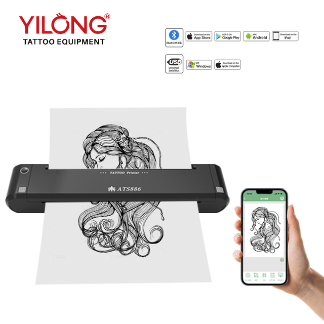 Factory Wholesale Plastic CE Certified ATS Tattoo Transfer Printer Portable Mini Thermal Skin Stencil Wireless Battery Permanent