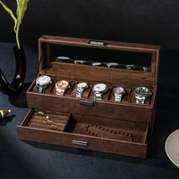 Boîte à bijoux rectangulaire multifonctionnelle pour montres, bagues, boucles d'oreilles et colliers, étui de collection anti-poussière en MDF