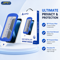 Protection d'écran anti-espion à 28 degrés avec kit d'installation facile, extraction automatique de la poussière, verre trempé anti-espion avec boîte d'alignement de précision