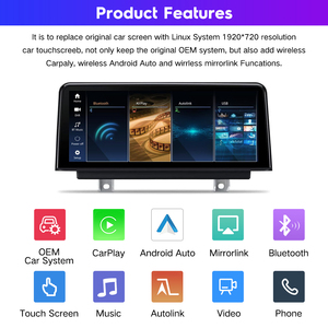 Autoradio Stereo per Auto con Touch Screen da 10.25" Wireless CarPlay e Android Auto per <span class=keywords><strong>BMW</strong></span> Serie <span class=keywords><strong>1</strong></span> 2 <span class=keywords><strong>F20</strong></span> <span class=keywords><strong>F21</strong></span> F22 E82, Lettore DVD con Sistema Linux - Product Image 4
