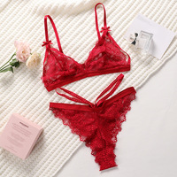 BPX114 nouveauté Sexy dentelle string culotte dames sous-vêtements coton entrejambe soutien-gorge et bref ensembles