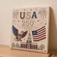 Nouvelle Peinture Diamant Perle Plastique USA 250ème Anniversaire Aigle Monument Artisanat Mosaïque Sans Cadre DIY Décoration Murale Artisanale