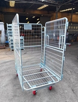 Chariot de stockage pliable en U à 3 côtés ouverts, taille personnalisée, pour supermarché, chariot logistique emboîtable en forme de U