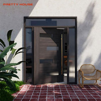 Puerta Pivotante Frontal Moderna de Aluminio Grande con Características de Seguridad para Uso Comercial en Exteriores