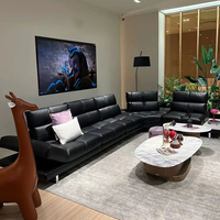 Ensemble de canapés modulaires convertibles en cuir italien de luxe, modernes, à assise large et profonde, pour villa et appartement, avec dossier réglable