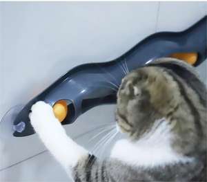 Nouvelle fenêtre mur chat piste animal de compagnie jouet interactif Type de vague <span class=keywords><strong>Ping</strong></span> <span class=keywords><strong>Pong</strong></span> Teaser balle piste chat jouet avec ventouse - Product Image 1