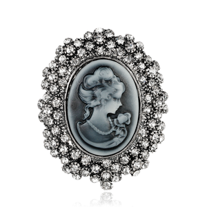 Nouveau rétro beauté tête série <span class=keywords><strong>broche</strong></span> eau diamant camée <span class=keywords><strong>broche</strong></span> reine alliage diamant ensemble poitrine fleur - Product Image 1