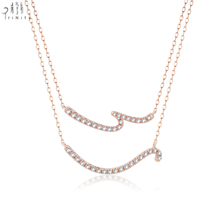 สร้อยคอเพชรแท้ทรงโค้งแบบมินิมอล รุ่น New Curve Series ทองคำแท้ 18K สีโรสโกลด์ ดีไซน์เรียบหรูสำหรับใส่ทุกวัน - Product Image 1