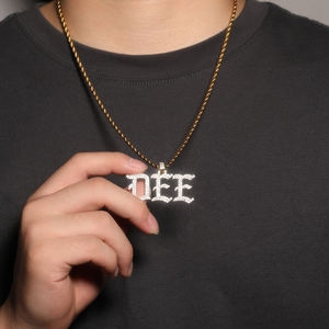 Hiisees – collier personnalisé avec pendentif lettre de l'alphabet <span class=keywords><strong>anglais</strong></span> Vintage, bijoux Hiphop, nouveau - Product Image 5