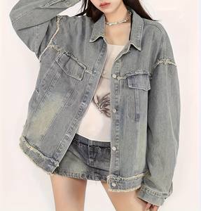 Chaqueta Vaquera Americana Vintage con Parches de Mariposas para Mujer, Diseño Moderno Hip-Hop, Holgada, Lavada, con Botones, para Invierno/Verano - Product Image 4