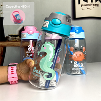 Niedliche Bedruckte BPA-freie Wiederverwendbare Sport-Trinkflasche mit Entenschnabel-Becher und Strohhalm aus Kunststoff für Kinder