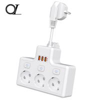 Multiprise murale OL 16A avec prise EU, 3 prises, protection contre les surtensions, ports USB, IP22, usage résidentiel
