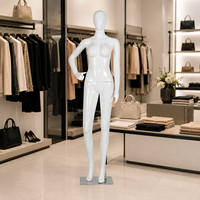 Maniquí de Plástico PP Blanco Brillante, Talla Grande, Femenino, de Cuerpo Completo, para Exhibición en Escaparates de Boutiques y Tiendas de Moda