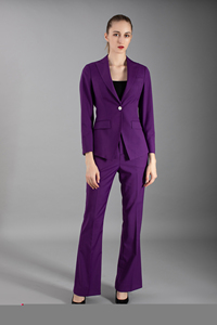 Plus <span class=keywords><strong>Violet</strong></span> Bonne Humeur 3/4 Manches Un Bouton Wome Bureau Tenue Uniforme Style Flare <span class=keywords><strong>Pantalon</strong></span> Costume pour Femmes Formelle - Product Image 3