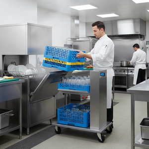 Chariot de collecte mobile à hauteur réglable en acier inoxydable |   Chariot commercial robuste pour restaurant et hôtel - Product Image 4