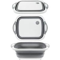 Planche à découper pliable multifonctionnelle 2 en 1, panier de vidange pliable pliable avec plateau