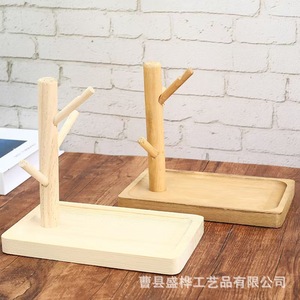Wooden Entryway Key Rack <b>Tree</b> Branch Shape Rectangle <b>Standing</b> Type Natural Wood Brown Living Room Storage Multipurpose A250423 - Product Image 3