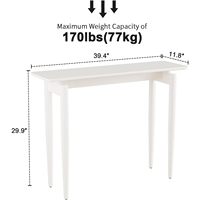 Table console moderne de style mid-century en chêne blanc massif, 39,4'' de large, pour le salon
