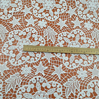 Dentelle en Soie Lactée Soluble dans l'Eau, Motif Floral Étoilé, Dentelle au Crochet pour Robe de Mariée, Chemin de Table et Décoration
