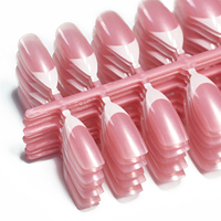 120pcs French Tip Press on Nails Short pré-conçu faux ongles en acrylique naturel Ensemble de faux ongles courts en acrylique