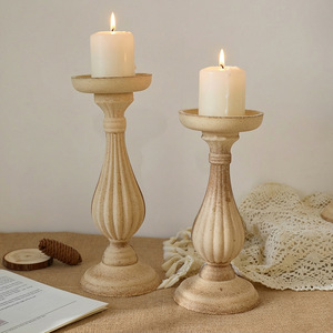 Wooden Candlestick Holder Column Shape European Style Home Decoration Unfinished Decorative <b>Ornament</b> - Product Image 4