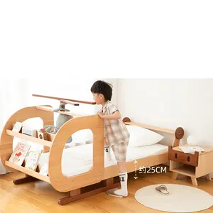 Lit de dessin animé en bois en forme d'avion pour maison d'enfants avec toboggan pour meubles de chambre à coucher