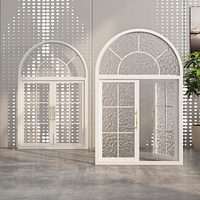 Ventana abatible de hierro Retro francés, marco de aleación de aluminio, Metal de hierro arqueado de piso a techo para restaurante, estudio, iluminación de ático