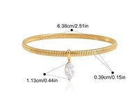Bijoux en acier inoxydable en gros, plaqué or 18 carats PVD, pendentif en zircon, chaîne en os de serpent, bracelets en zircon pour femmes