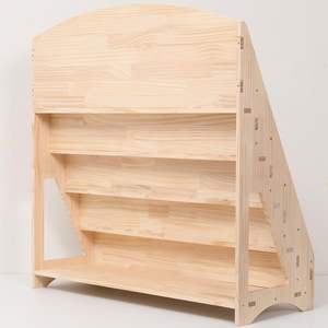 Venta al por mayor de muebles de madera <span class=keywords><strong>Montessori</strong></span> para niños estantería de madera natural para niños biblioteca estantería de un solo lado para niños - Product Image 4