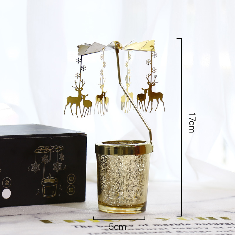 Spinning Candle Holder Deer Rotating Candlestick Romantic Trotting Horse Lamp For Home 9