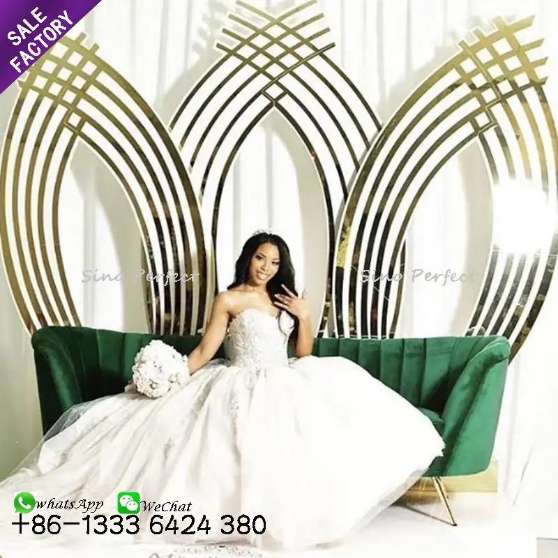 Sino mobília acrílica de decoração perfeita, mobília acrílica dourada para fundo de eventos de casamento e casamento