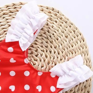 Maillots de bain deux pièces pour filles à haute élasticité avec motif à pois et cœurs, bretelles à volants pour enfants - Product Image 6