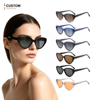 Lunettes de soleil classiques rétro œil de chat en acétate, monture écaille de tortue transparente, teintées, protection UV 100%, polarisées vintage, OEM ODM, logo personnalisé, en acétate