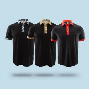 OEM new high quality athletic sublimation soft dry slim fit knit black polo t-shirt for golf wear