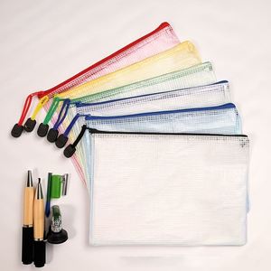 Sacs à fermeture éclair en maille PVC, pochettes transparentes imperméables en maille avec fermeture éclair pour les voyages, le bureau, l'école - Product Image 3