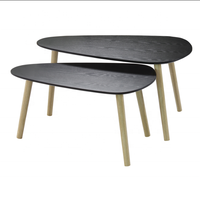 Ensemble de 3 tables basses gigognes multifonctionnelles en bois d'hévéa, design moderne et minimaliste, avec rangement, pliables, pour la maison