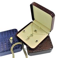 Boîte à bijoux en cuir vintage de luxe à motif crocodile pour l'emballage d'ornements