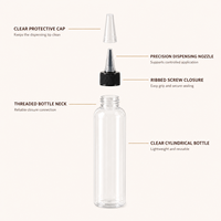 Bouteille compressible en PET de qualité alimentaire sans BPA avec bouchon à vis et applicateur à pointe fine pour huile essentielle et liquides