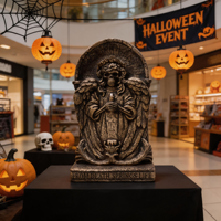 Modèle de pierre tombale gothique lumineuse personnalisée en forme d'ange squelette, faite à la main, pour la décoration de scène d'Halloween et les centres commerciaux