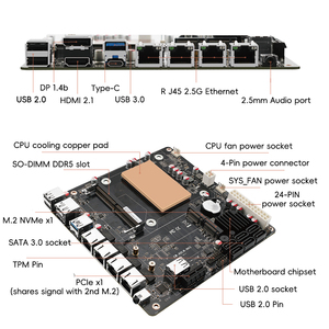 เมนบอร์ด NAS ขนาด 6 ช่องเสียบ Mini ITX รุ่น ALL ONE 17*17 ซม. รองรับ Alder Lake I3 N305/N100 4*2.5Gbe Dual M.2 NVMe รองรับ TrueNAS/Unraid Cwwk Topton - Product Image 6