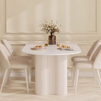 Ensemble de table à manger ovale moderne en ardoise pour 6 chaises, design colonne romaine, écologique et durable, pour la maison et l'hôtellerie