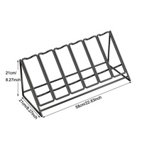 Support de présentation de vin moderne et durable en métal écologique avec revêtement en poudre noir/or pour six bouteilles