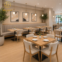 Meubles de restaurant élégants Ron Group, sièges en velours capitonnés, ensemble de chaises confortables en tissu, table carrée en bois