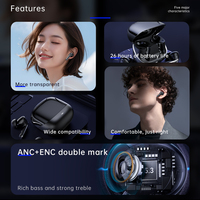 Écouteurs intra-auriculaires sans fil Anc Enc à réduction de bruit hybride avec 6 micros, écouteurs de jeu Bluetooth 5.3, écouteurs sportifs TWS