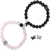 Bracelet magnétique unisexe en pierre naturelle pour couples, design couronne Yin-Yang Taiji, pierre volcanique et turquoise, pour le commerce transfrontalier
