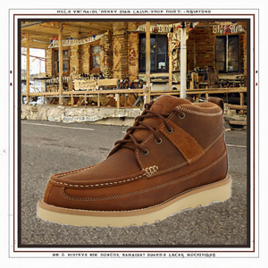 Brown Genuine Leather Martin <b>Boots</b> Lace-up <b>Ankle</b> Workwear Anti-Slip Lightweight Embroidered Logo for Winter - Product Image 3