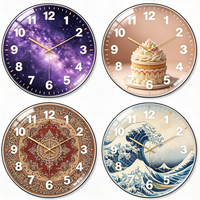 Horloge murale Art Déco suspendue, mécanique, silencieuse, à aiguille simple, affichage 0,4 cm d'épaisseur, en verre