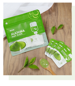 Venta al por mayor paquetes faciales de noche antiarrugas piel limpia bolsa de viaje hidratar antienvejecimiento cuidado de la piel Matcha mascarilla <span class=keywords><strong>facial</strong></span> de barro - Product Image 6