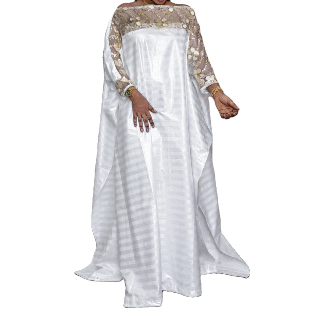 Modern Long White African Dress For Women - Ethnic Style, Kanga Clothing